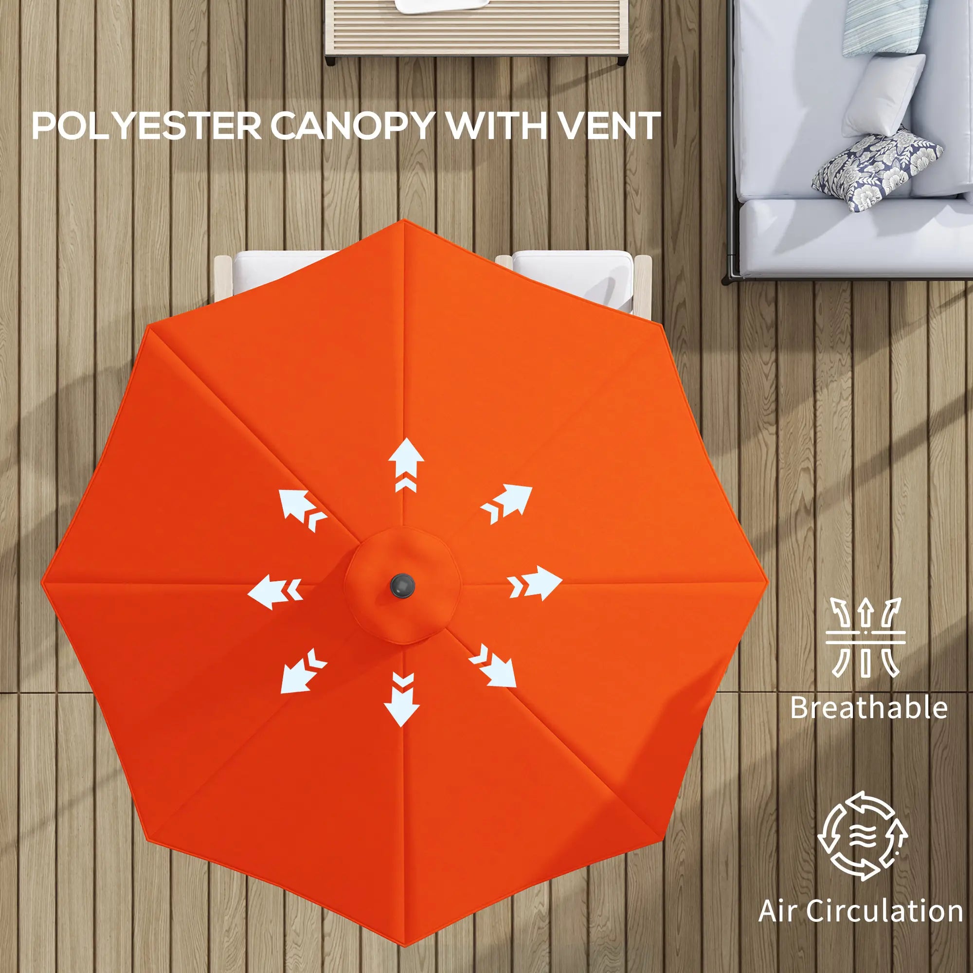 10' x 8' Round Market Umbrella, Patio Parasol With Crank Tilt, Orange Sun Umbrellas at Gallery Canada