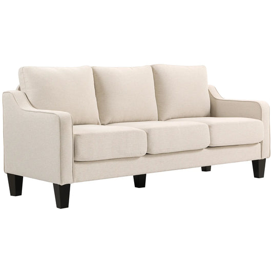 3 Seater Sofa, Modern Linen Couch, Pocket Spring, Thick Padded, Beige 3-Seater Sofas Beige at Gallery Canada