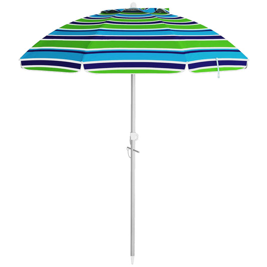 6ft Adjustable Beach Umbrella, Sand Anchor, Tilt Bag, 40+ UV, Multicolour Beach Umbrellas Multi Colour at Gallery Canada