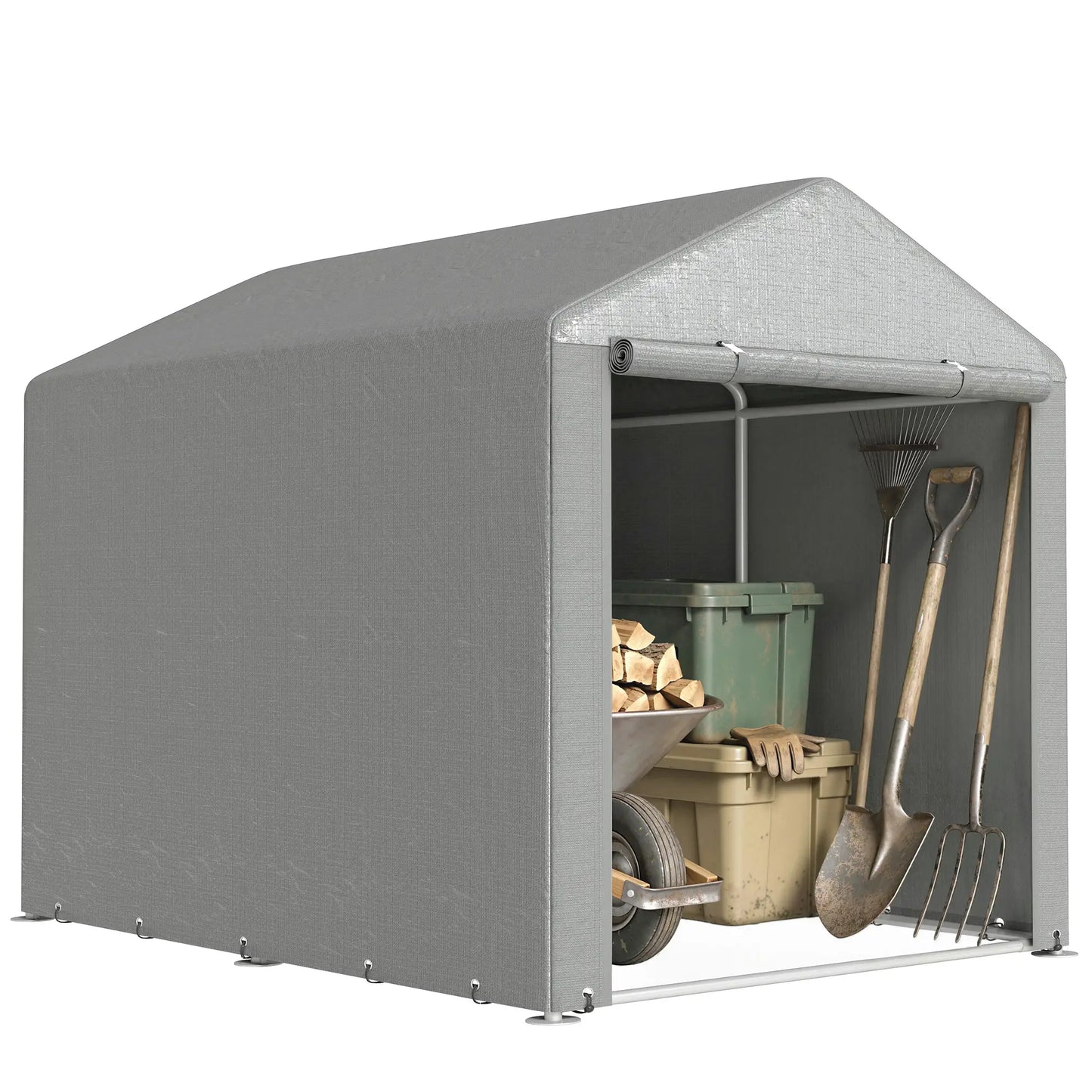 Portable Bicycle Shed, Galvanized Steel Frame, Large Door, Waterproof, Light Grey Sheds at Gallery Canada