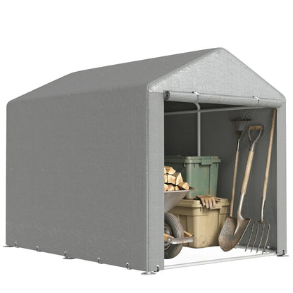 Portable Bicycle Shed, Galvanized Steel Frame, Large Door, Waterproof, Light Grey Sheds at Gallery Canada