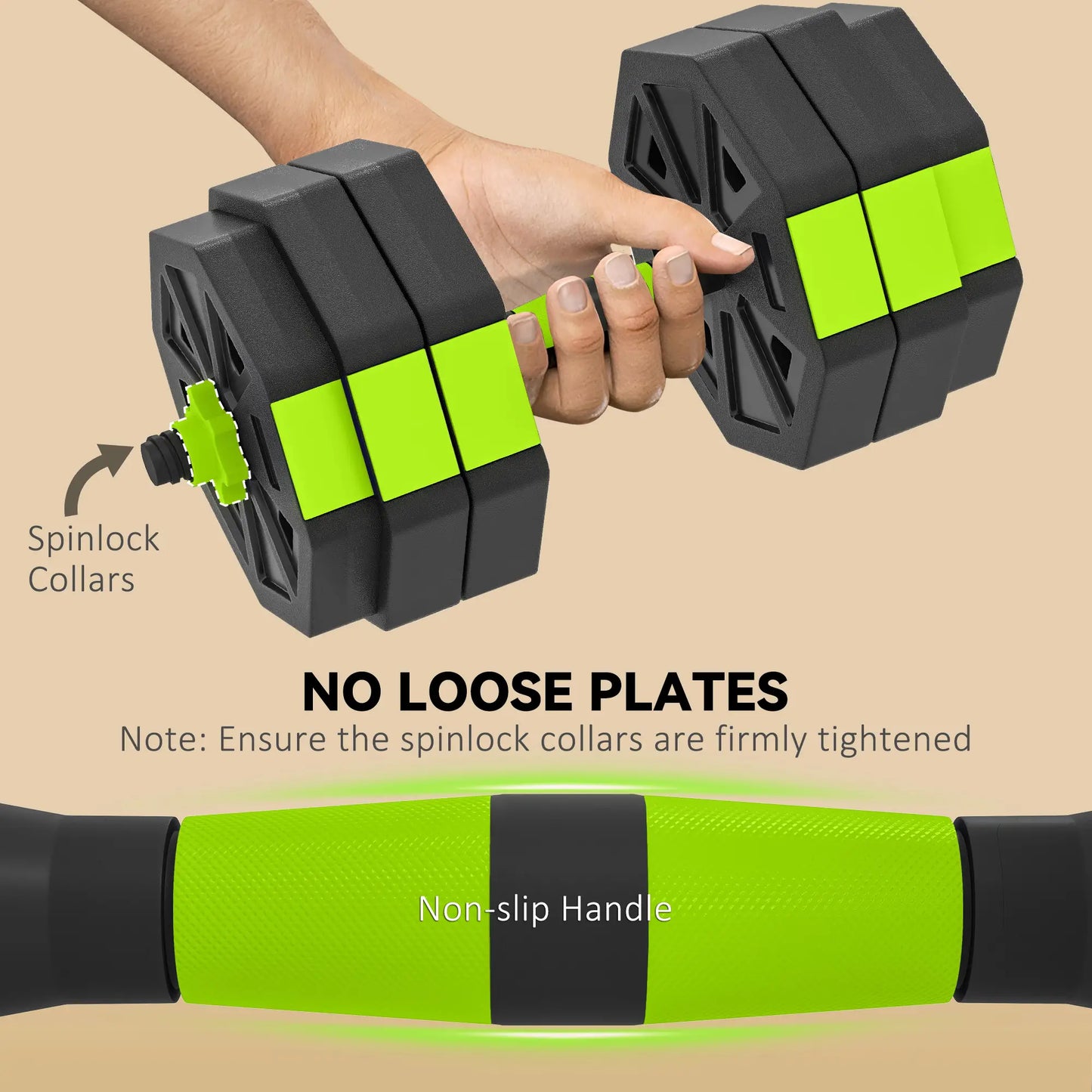 4-in-1 Adjustable Dumbbell Set, 66lbs, Green Dumbbells & Barbells at Gallery Canada
