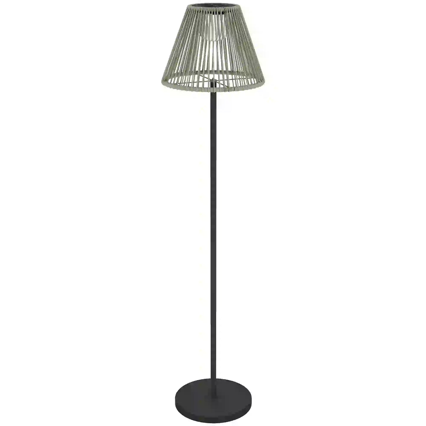 Wicker Outdoor Floor Lamp, Solar Lantern, Auto LED Lights, IP44, Grey Solar Post Lamps Grey, Black at Gallery Canada