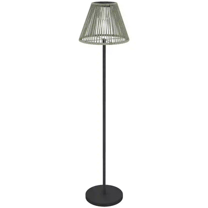 Wicker Outdoor Floor Lamp, Solar Lantern, Auto LED Lights, IP44, Grey Solar Post Lamps Grey, Black at Gallery Canada