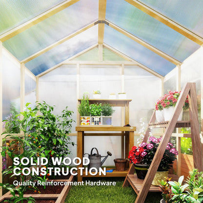 6.6 x 6ft Polycarbonate Greenhouse, Wooden, Lockable Door, Brown Walk In Greenhouses at Gallery Canada