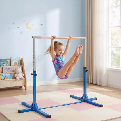 Kids Gymnastics Bar, 13-Level Adjustable Height, Blue Baby Gym & Playmats at Gallery Canada
