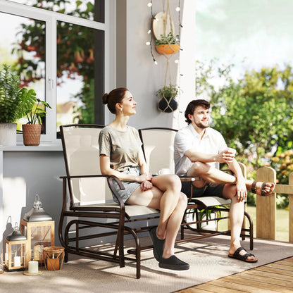 2 Person Patio Glider Rocking Chair, Outdoor Loveseat, Beige Outdoor Gliders at Gallery Canada