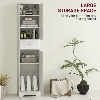 67" Tall Bathroom Cabinet, 2 Doors, Drawer, Adjustable Shelf, Wood Grain, White Bathroom Cabinets at Gallery Canada