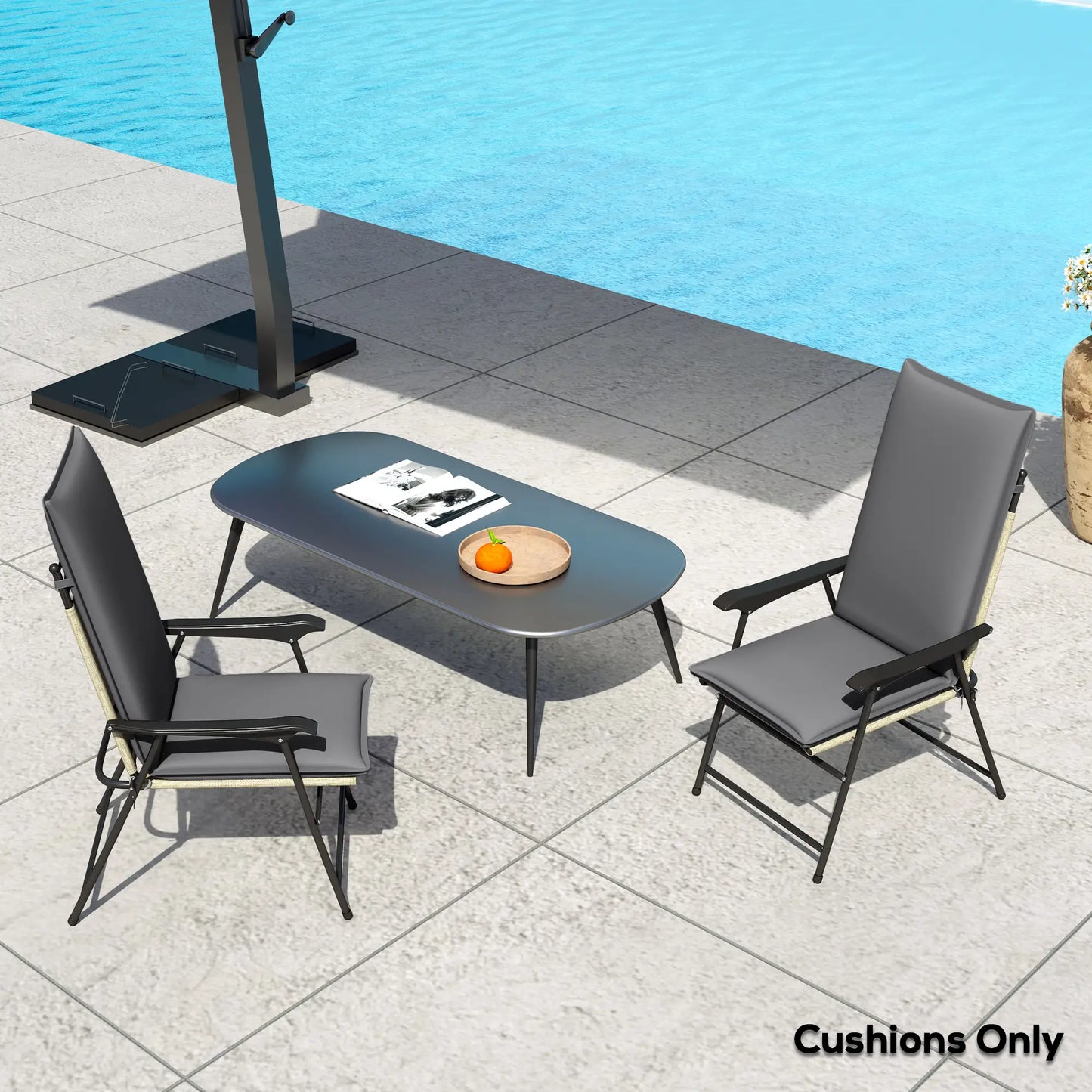 Outdoor Chair Cushions, Set of 2, High Back, UPF50+, Dark Grey Patio Chair Cushions at Gallery Canada