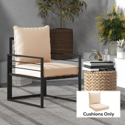 Patio Chair Cushions, Thick Deep Seat with Back, Beige Patio Chair Cushions at Gallery Canada