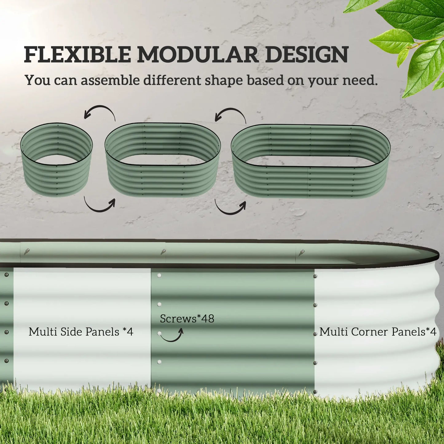 5x2x1.5 FT Galvanized Steel Raised Garden Bed, Green Metal Planter Box, Green
