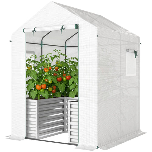 Galvanized Metal Greenhouse, Raised Garden Bed, 56