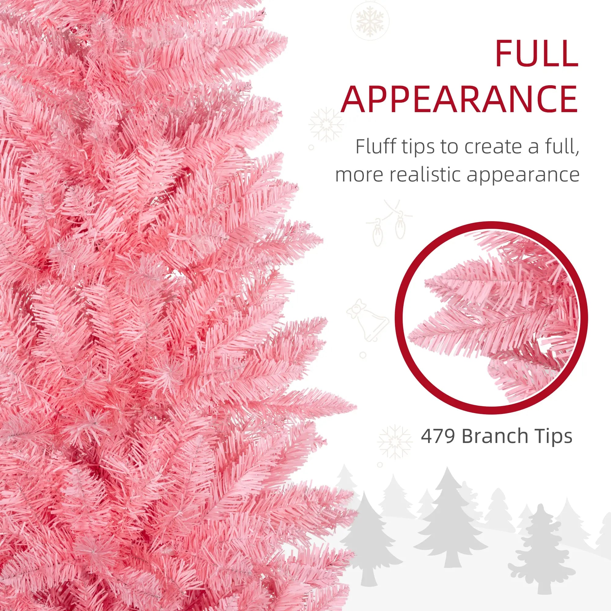 6ft Pencil Artificial Christmas Tree, 479 Branch Tips, Steel Base, Pink Pencil Christmas Trees at Gallery Canada