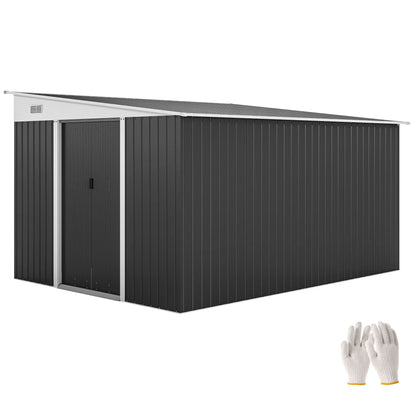 11' x 9' Steel Garden Storage Shed, Outdoor Metal Tool House, Dark Grey Sheds at Gallery Canada
