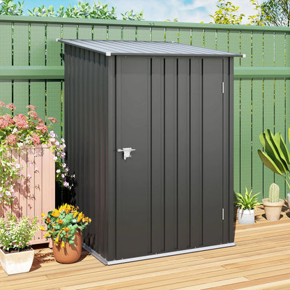 3.3' x 3.4' Lean-To Storage Shed, Galvanized Steel, Lockable Door, Dark Gray Sheds at Gallery Canada