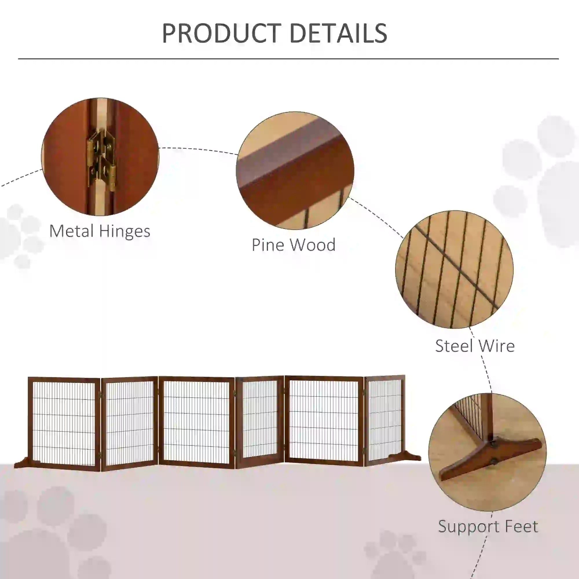 Wooden Pet Gate, Foldable Fence, 6 Panels, 2 Feet, Coffee Houses, Kennels & Pens at Gallery Canada