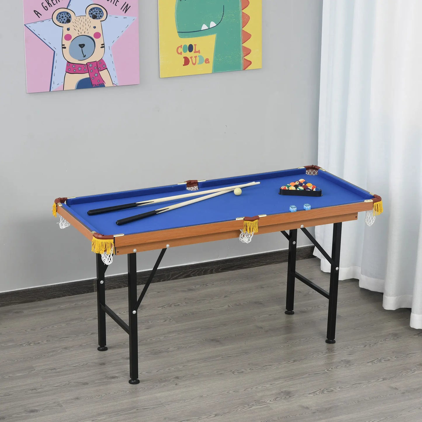 54.3"L Mini Pool Table, Portable, Includes Cues, Balls, Chalk, Rack, Blue Game Tables at Gallery Canada