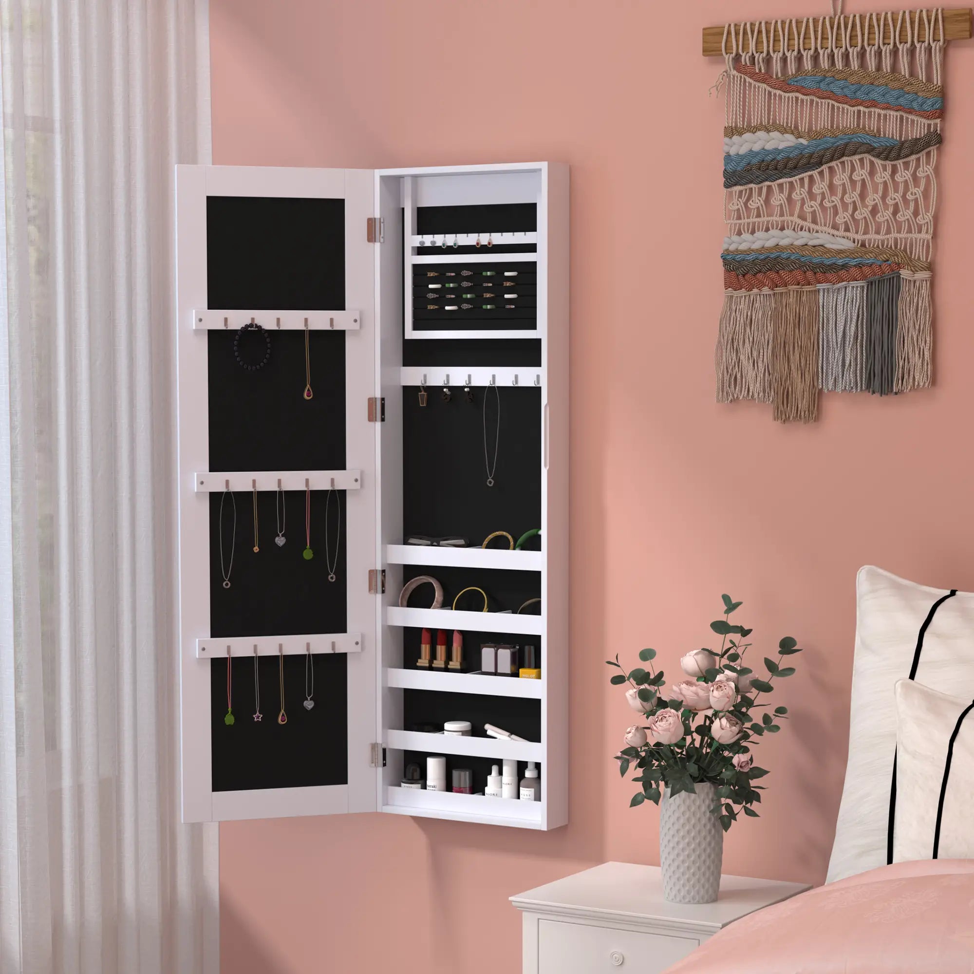 Mirror Jewellery Cabinet With Full Length Mirror, Wall Mounted Organizer, White Jewelry Armoire & Jewellery Mirror Cabinets at Gallery Canada