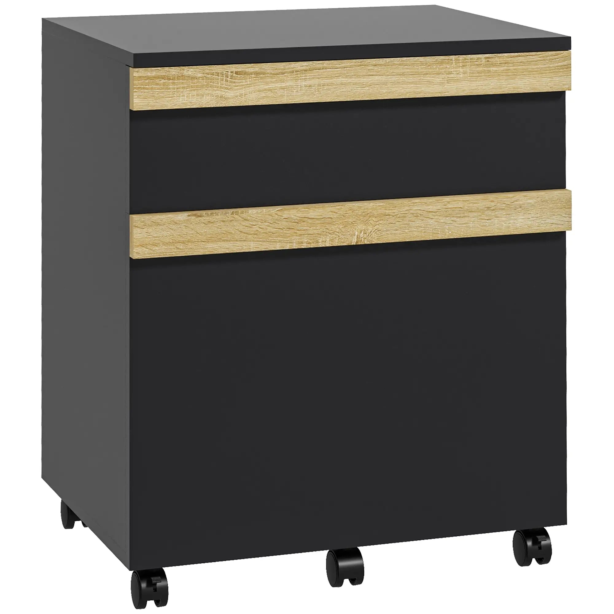Mobile Filing Cabinet, 2 Drawers, 5 Wheels, Wood Grain, Black Office Cabinets & Cupboards Black Wood Grain at Gallery Canada