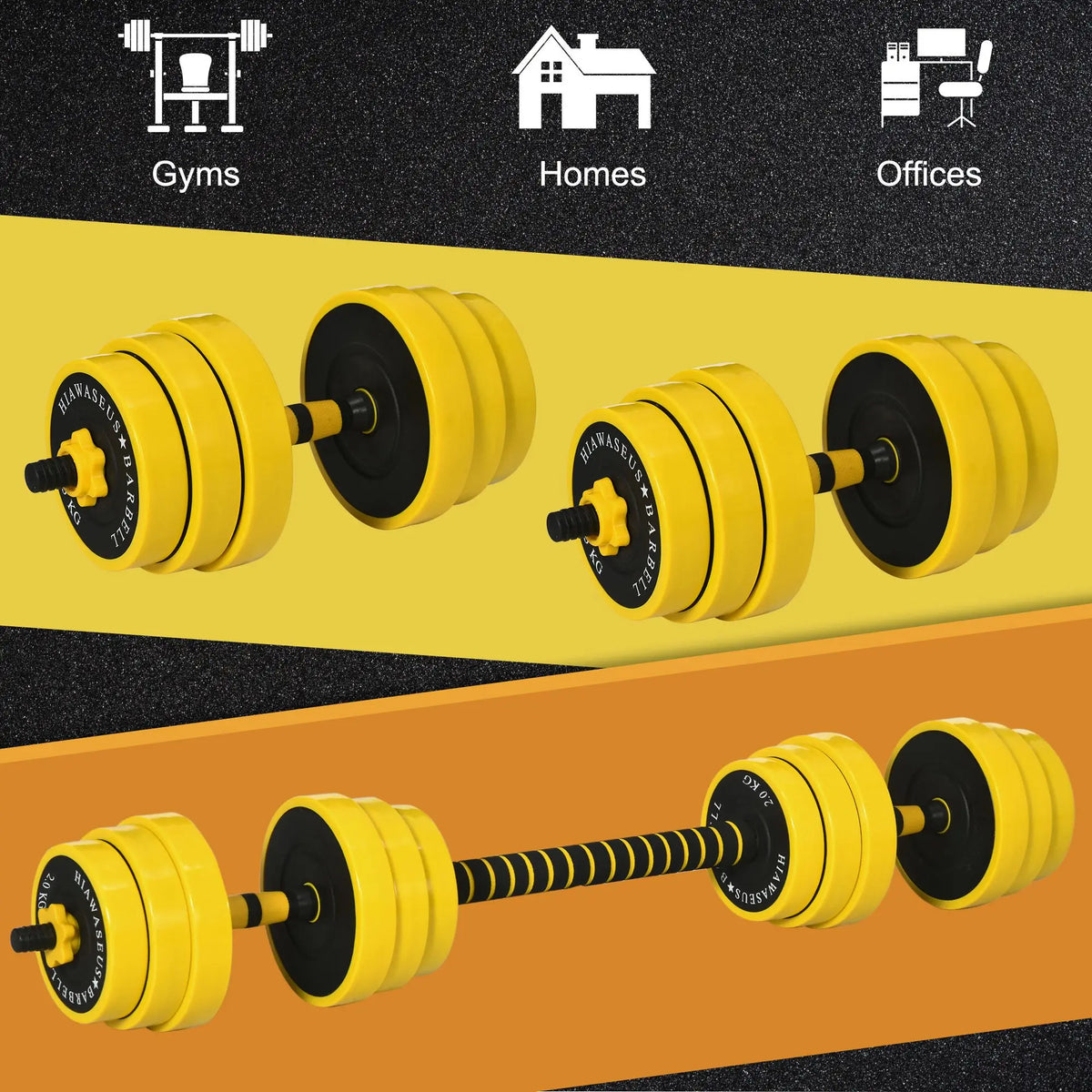 Adjustable Dumbbell Barbell Set 66lbs, Strength Training, Home Gym Dumbbells & Barbells at Gallery Canada