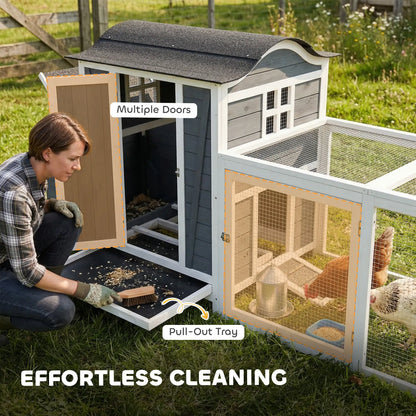 118"L Chicken Coop, Large Wooden Hen House with Run, Pull-Out Tray, Waterproof Roof, Nesting Box, Swing, Roosting Bars Chicken Coops at Gallery Canada