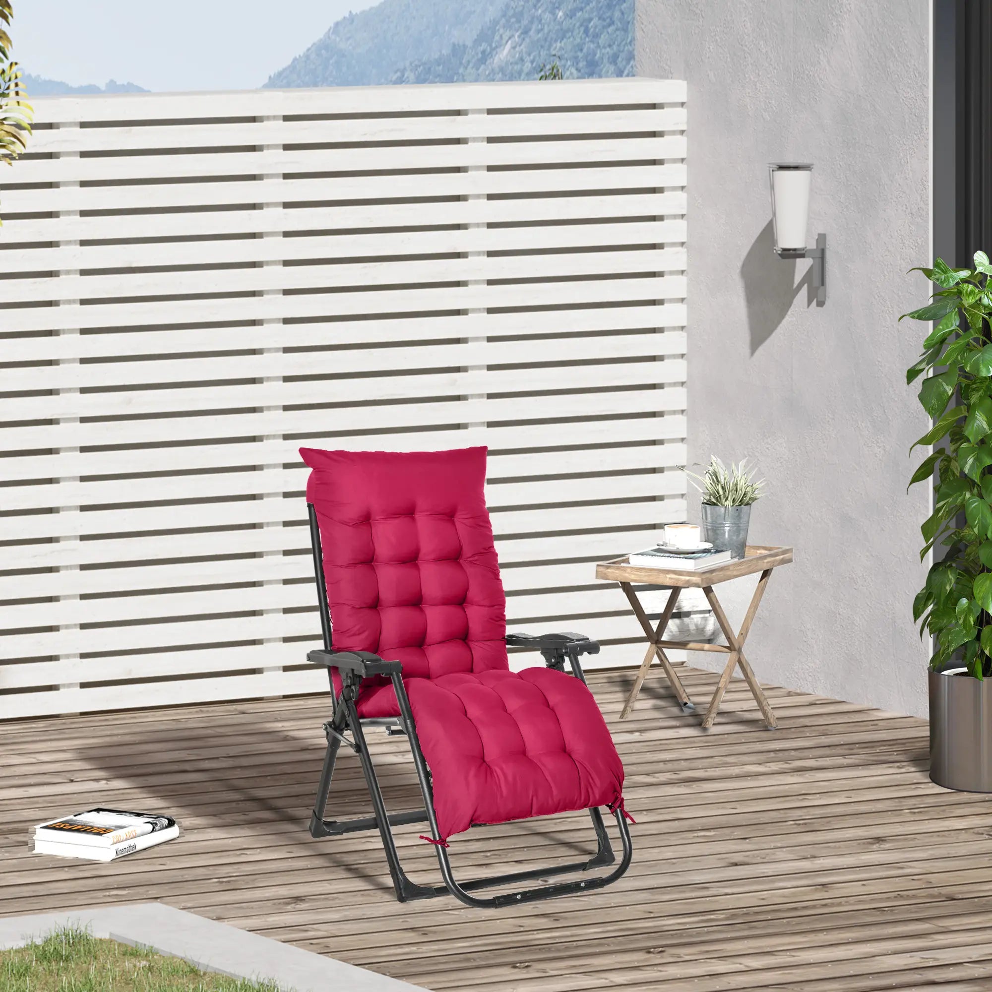 Zero Gravity Reclining Chair, Adjustable Backrest, Folding Sun Lounger, Removable Cushion, Headrest, Wine Red Lounger Chairs at Gallery Canada