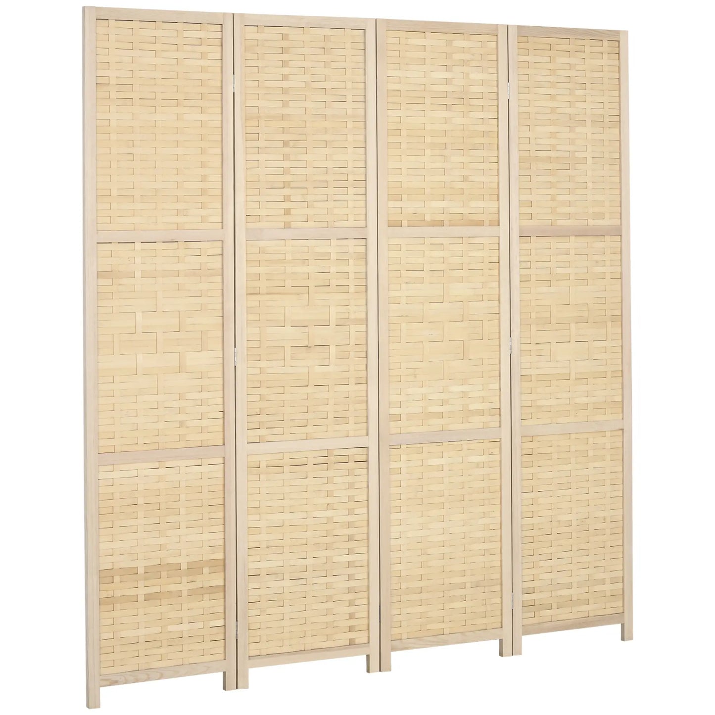4-Panel Bamboo Room Divider, 5.6 FT, Natural Wood Privacy Screen Room Dividers Natural at Gallery Canada