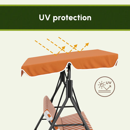 3-Seater Outdoor Porch Swing, Adjustable Canopy, Orange Patio Swings with Stand at Gallery Canada