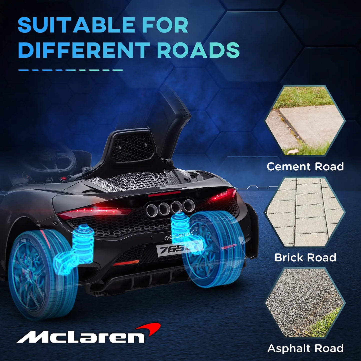 McLaren 765LT 12V Kids Electric Car, Scissor Doors, Remote, Black Electric Toy Cars at Gallery Canada