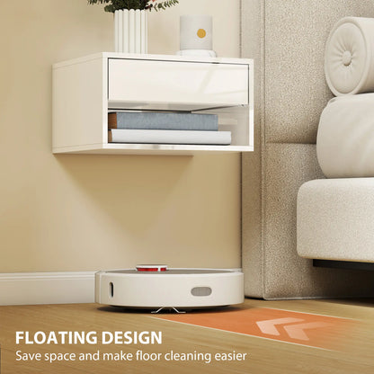 Floating Bedside Tables, Set of 2, Wall-Mounted Nightstand, High Gloss White, White Bedside Tables at Gallery Canada