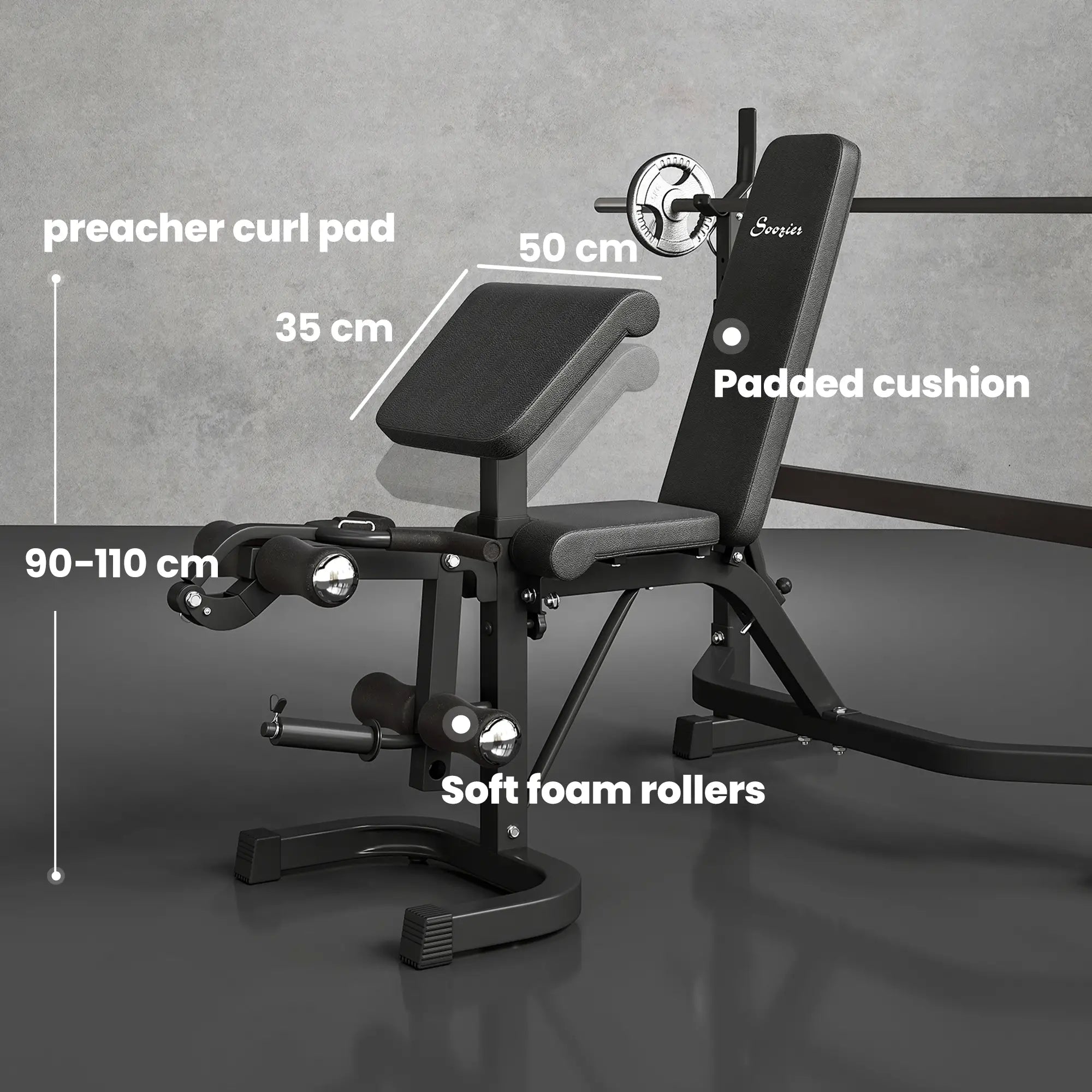 Adjustable Olympic Weight Bench, Squat Rack, Leg Extension, Grey Weight Benches at Gallery Canada