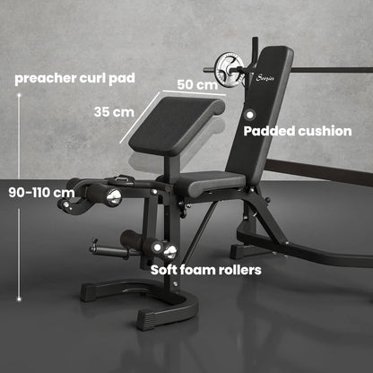 Adjustable Olympic Weight Bench, Squat Rack, Leg Extension, Grey Weight Benches at Gallery Canada