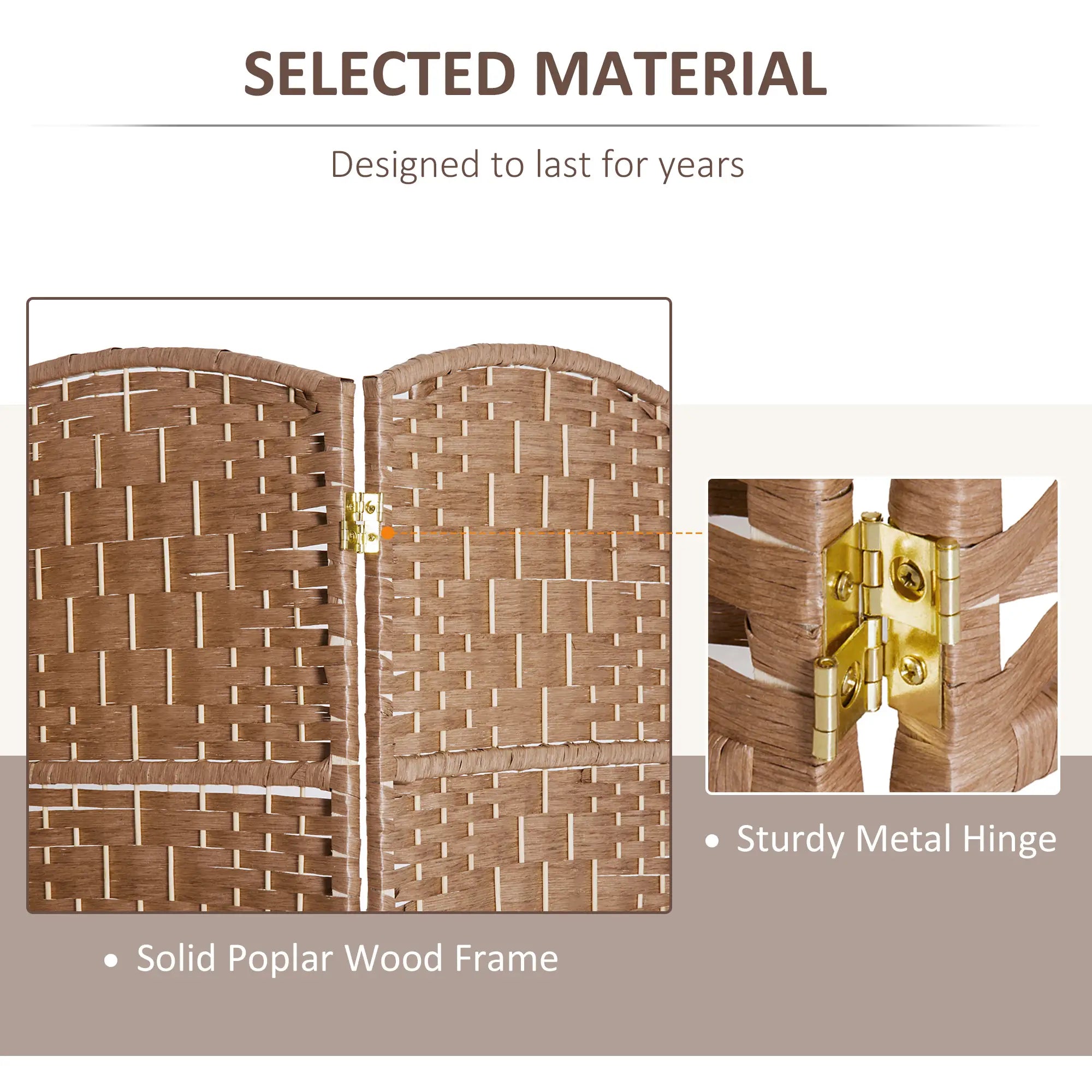 6ft Folding Room Divider, 6 Panel Wooden Frame, Natural Room Dividers at Gallery Canada