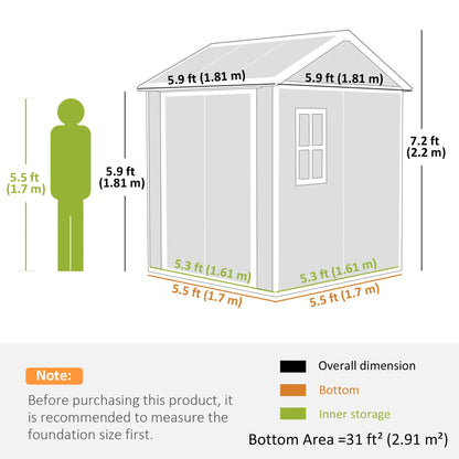 6' x 6' Resin Outdoor Storage Shed, With Floor, Window, Grey Sheds at Gallery Canada