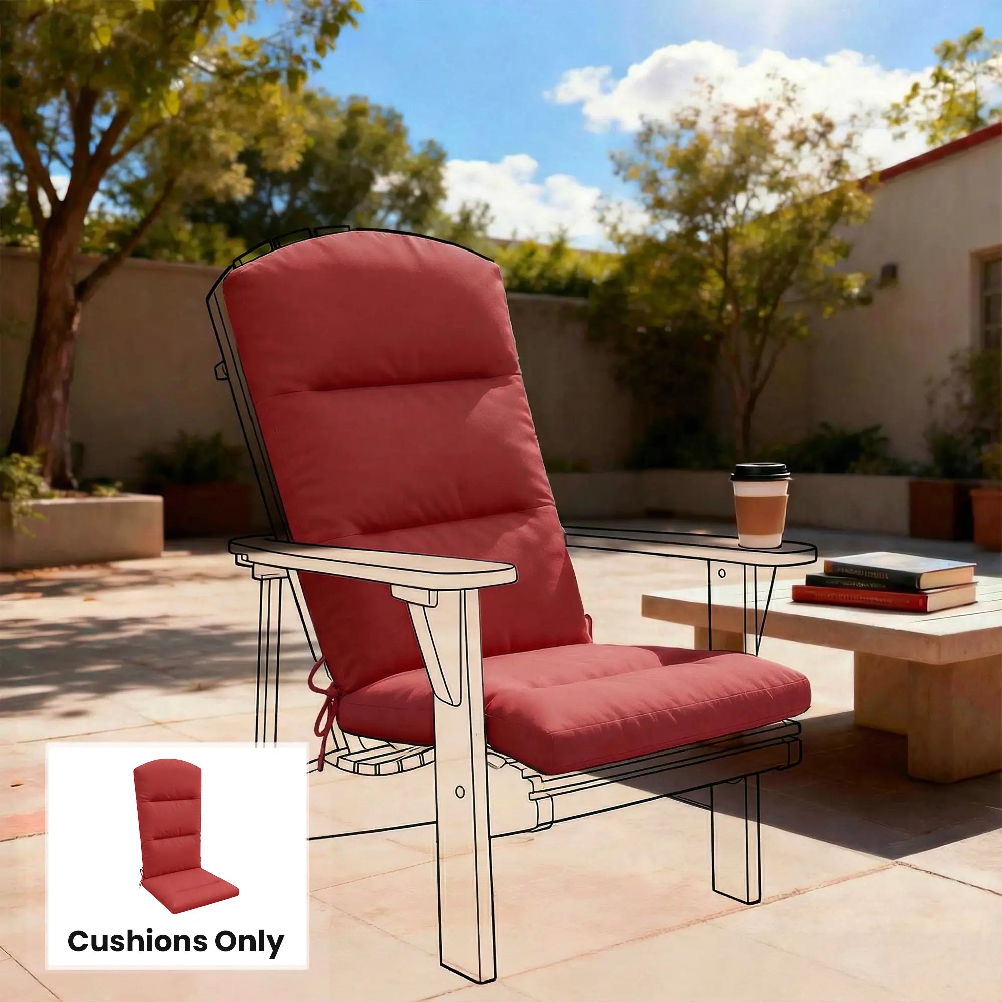 Patio Chair Cushion For Adirondack Chairs, Wine Red Patio Chair Cushions at Gallery Canada