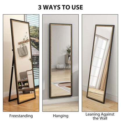 Full Length Mirror, 64" x 21", Dual-Tone Frame, Black Full Length Mirrors at Gallery Canada