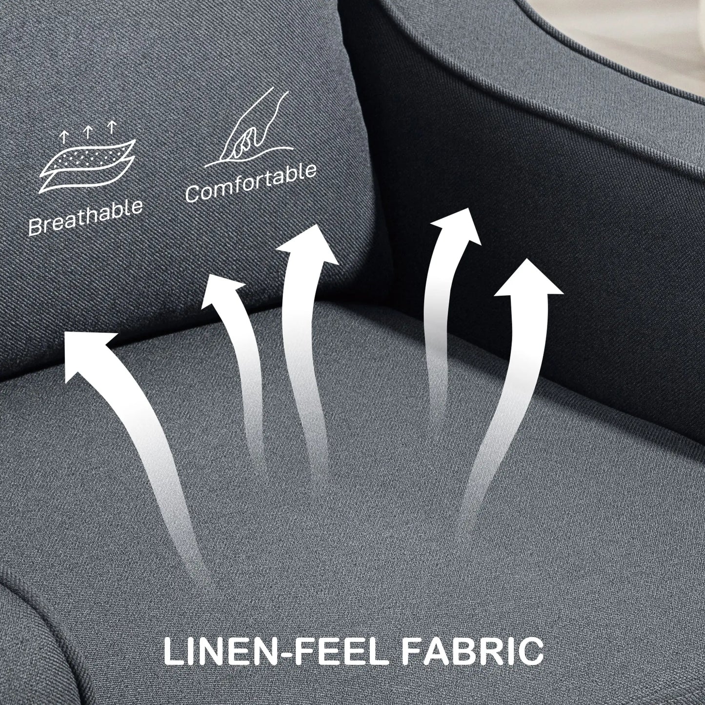 Modern Accent Armchair, Pocket Spring, Linen Upholstered, Thick Padded, Charcoal Grey Accent Chairs at Gallery Canada