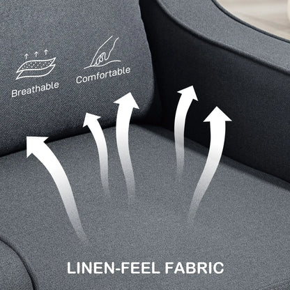 Modern Accent Armchair, Pocket Spring, Linen Upholstered, Thick Padded, Charcoal Grey Accent Chairs at Gallery Canada