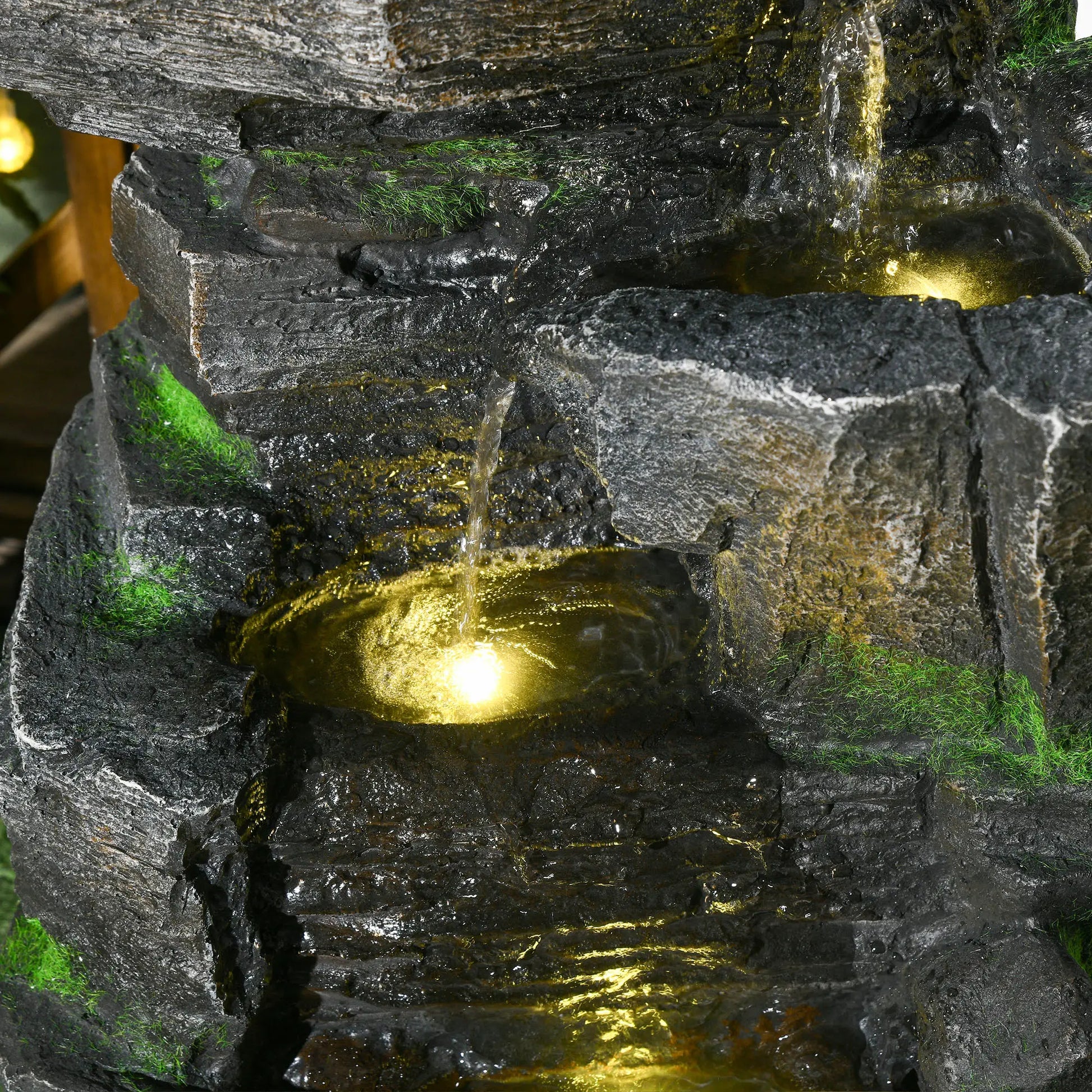 4-Tier Outdoor Water Fountain, LED Lights, Adjustable Flow, 22.4-inch Resin Water Fountains at Gallery Canada