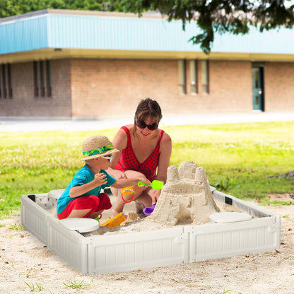 Kids Outdoor Sandbox with Canopy, Fabric Liner, Cream White Sandboxes & Accessories at Gallery Canada