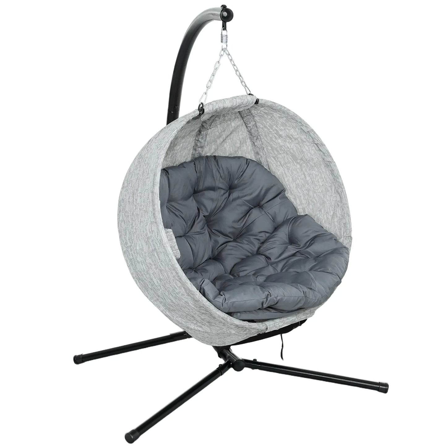 Egg Chair, Folding Basket, Hanging Swing with Stand, Cushions, Grey Patio Swings with Stand at Gallery Canada