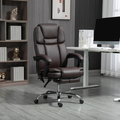 Massage Office Chair, Reclining Executive Chair, 6-Point Vibration, Footrest, Dark Brown Massage Chairs at Gallery Canada