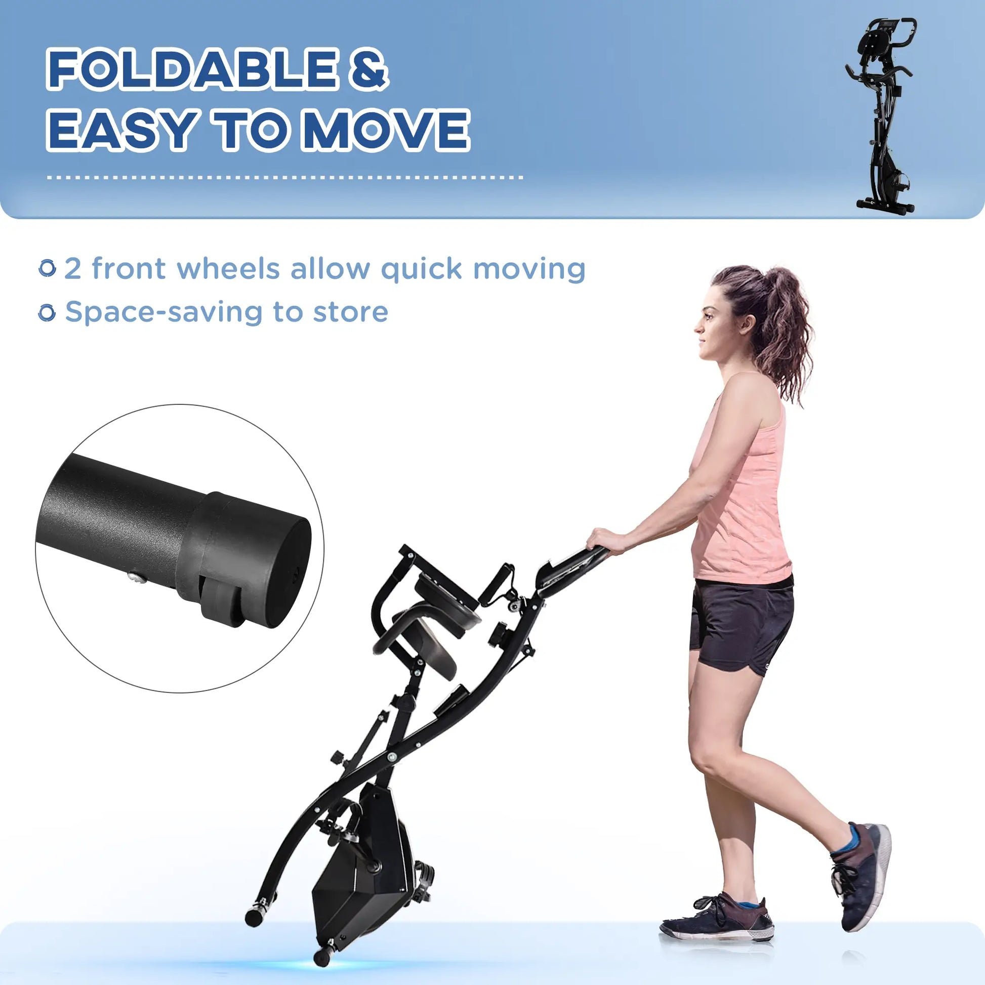 Folding Exercise Bike, 8-Level Magnetic Resistance, Adjustable Seat, Black Exercise & Stationary Bikes at Gallery Canada