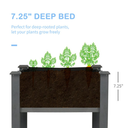 34"x18"x30" Wooden Raised Garden Bed, Elevated Planter Box with Legs, Dark Grey Raised Garden Beds at Gallery Canada
