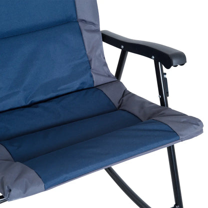 Folding Rocking Chair Set, 2 Padded Rockers with Armrest, Navy Blue Outdoor Rocking Chairs at Gallery Canada