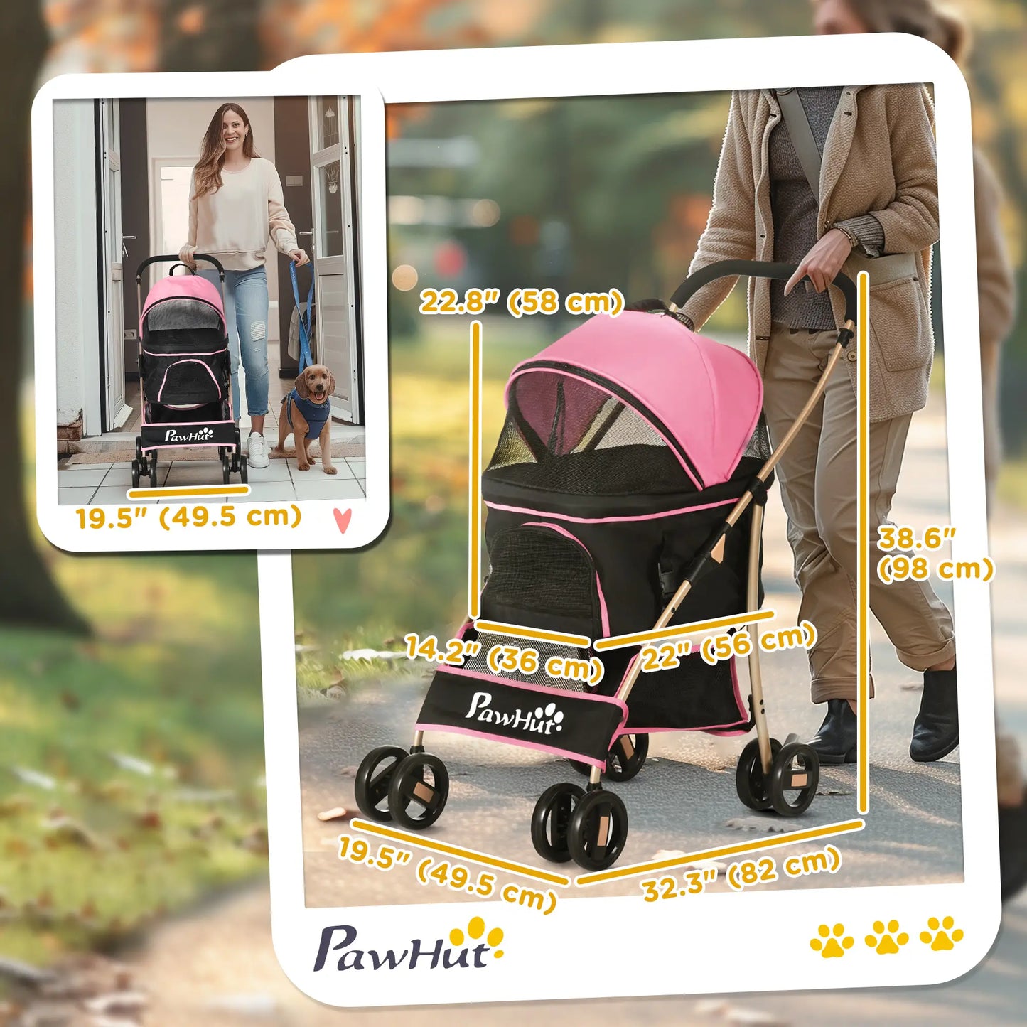 4 Wheels Pet Stroller, Folding Carrier, Small Dogs, Pink Dog Bike Trailers & Strollers at Gallery Canada
