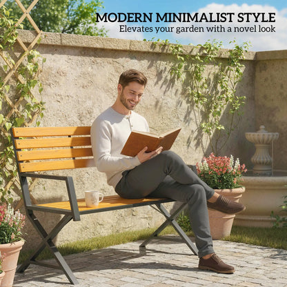 Outdoor Garden Bench With Backrest, Armrests, 2-Person Patio Seating Outdoor Benches at Gallery Canada
