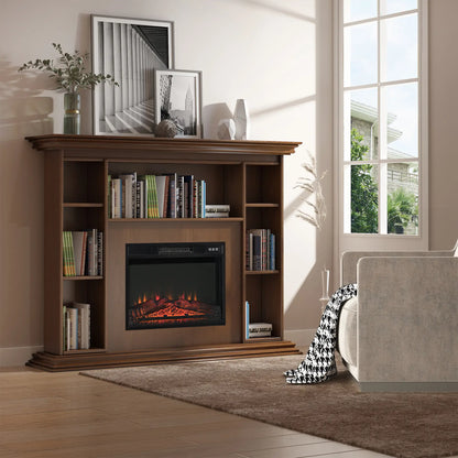 23" Electric Fireplace Insert, Realistic Log Flames, Adjustable Brightness, 1400W, Black Electric Fireplaces at Gallery Canada