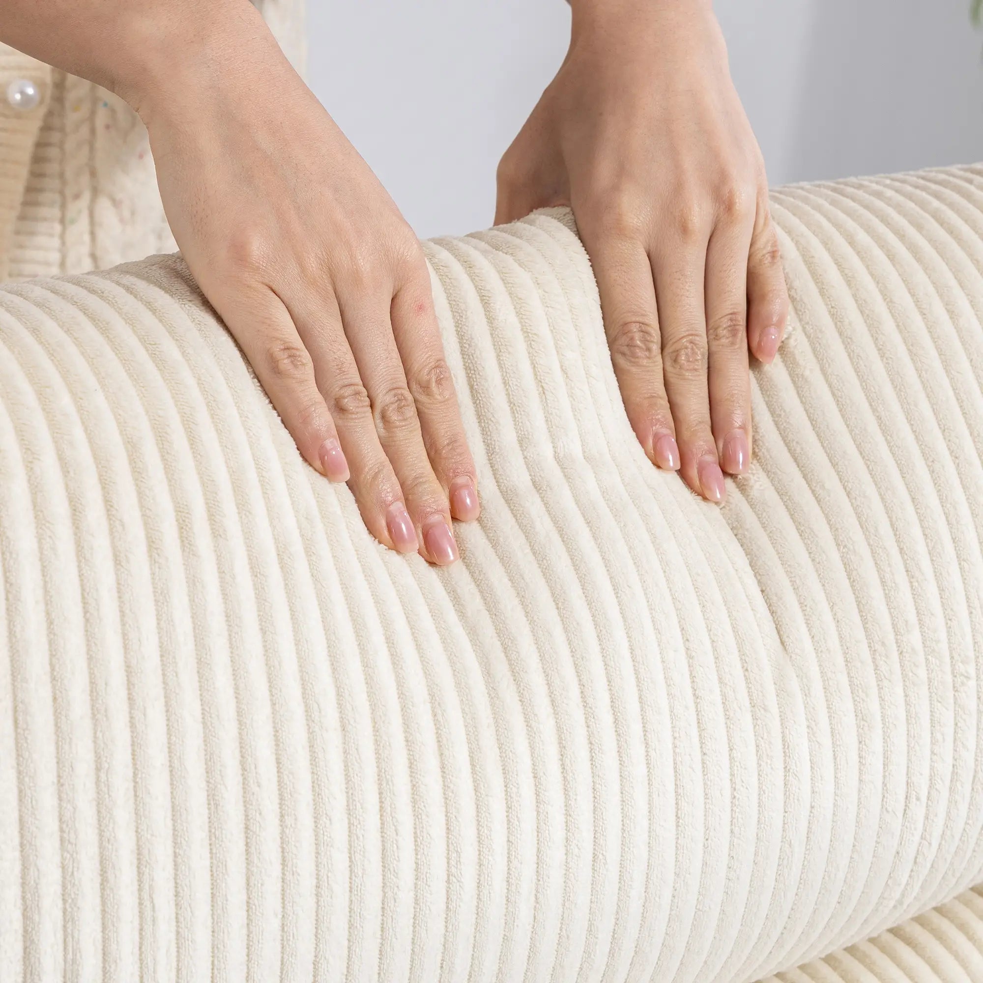 Manual Fabric Recliner Chair, Single Reclining Sofa, Padded Seat, Beige Sofas & Reclining Chairs at Gallery Canada