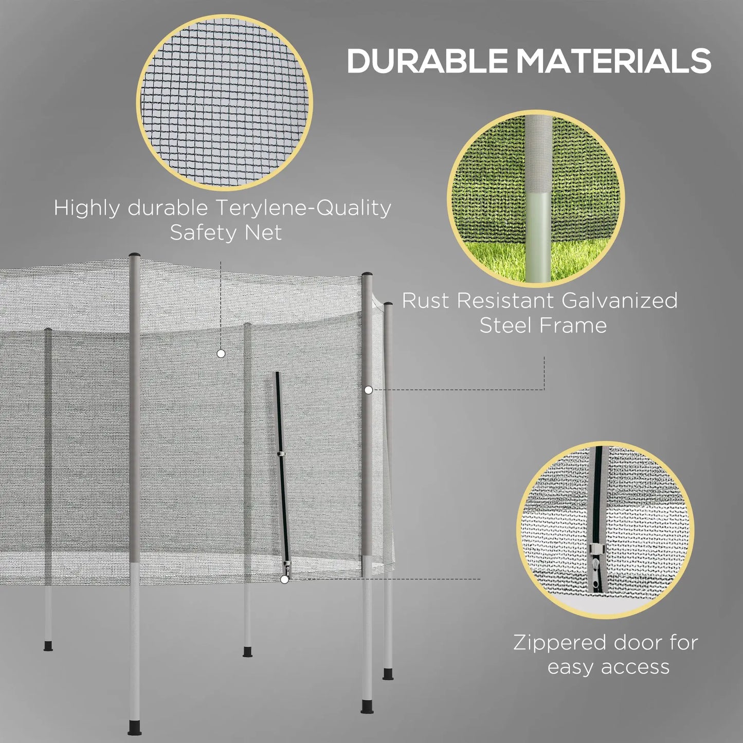 2FT Trampoline Net Enclosure, 8 Poles, Grey Trampolines at Gallery Canada
